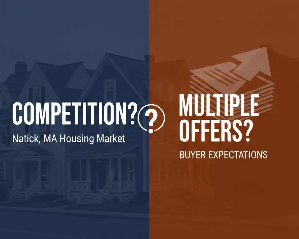 Natick housing market graphic about competition, multiple offers, and buyer expectations.