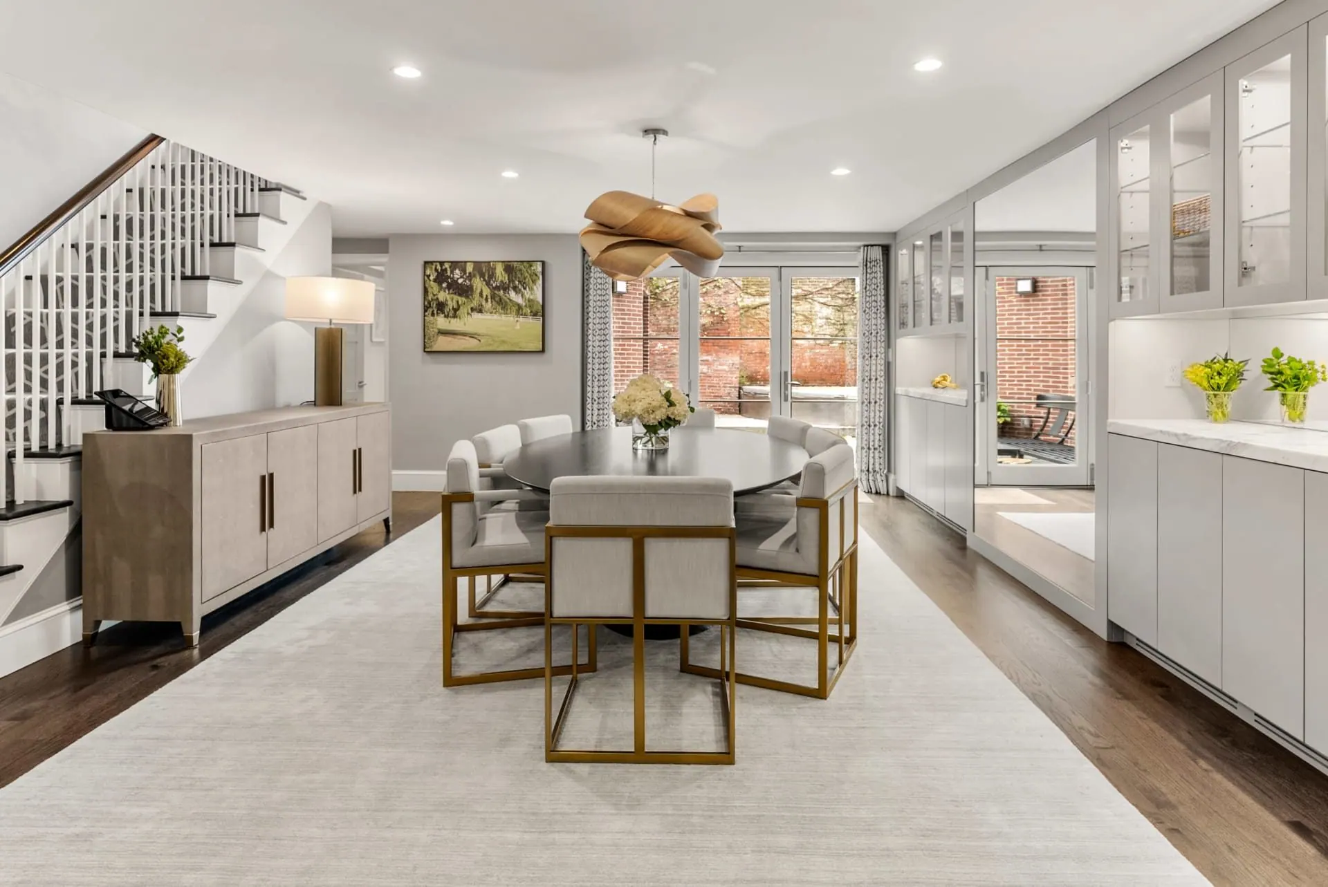Bright dining room in a Boston-area home